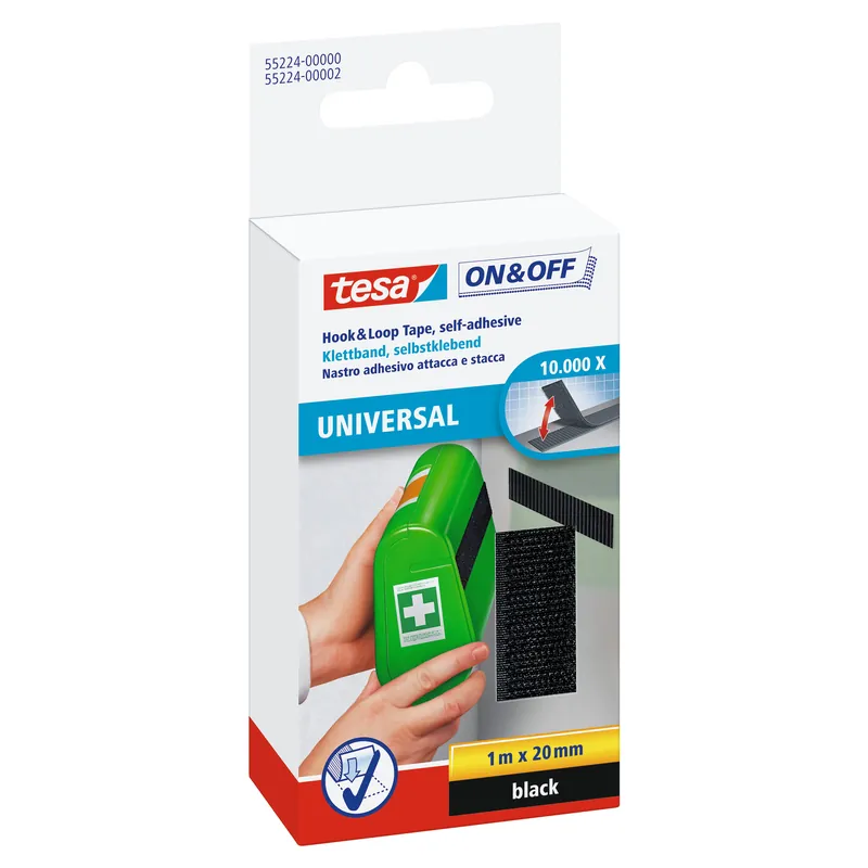 NASTRO FISSAGGIO TESA 1 m x 20 mm NERO PER USO INTERNO