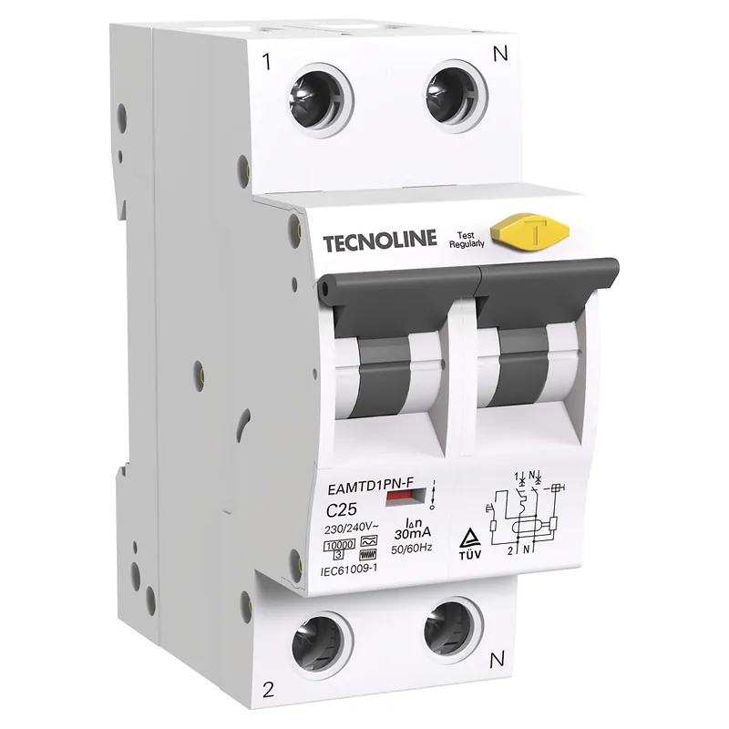 INTERRUTTORE MAGNETOTERMICO TECNOLINE DIFFERENZIALE 2P 25A TIPO F 30mA 6KA 230VA 2 MODULI