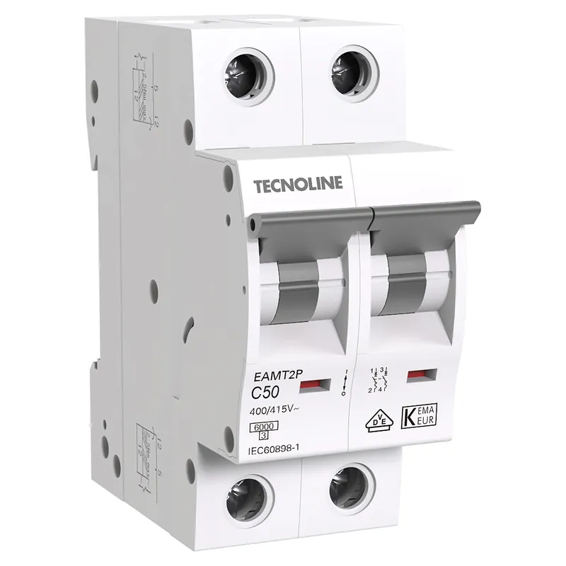 INTERRUTTORE MAGNETOTERMICO TECNOLINE 2P 50A 6KA 230V 2 MODULI