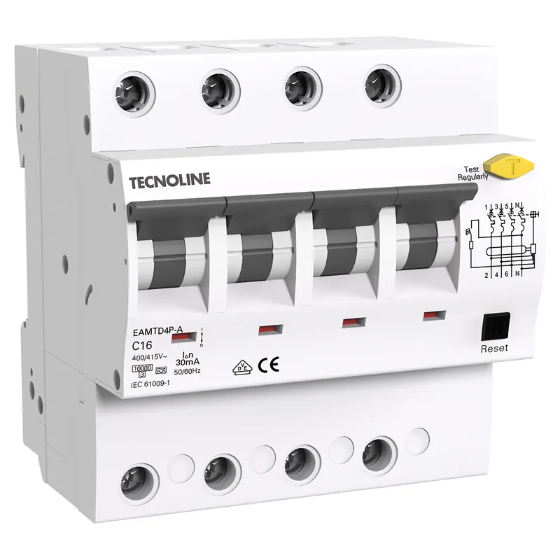 INTERRUTTORE MAGNETOTERMICO TECNOLINE DIFFERENZIALE 4P 16A TIPO A 30mA 10KA 5 MODULI