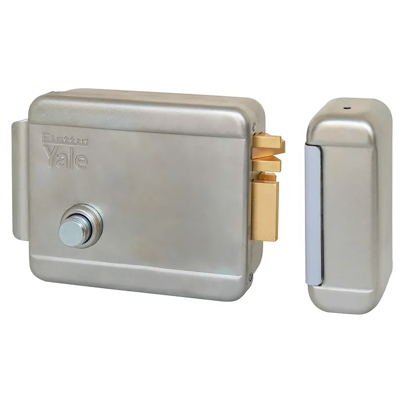 SERRATURA ELETTRICA YALE APPLICARE LEGNO E50 mm SINISTRA ZINCATA CILINDRO STACCATO+PULSANTE