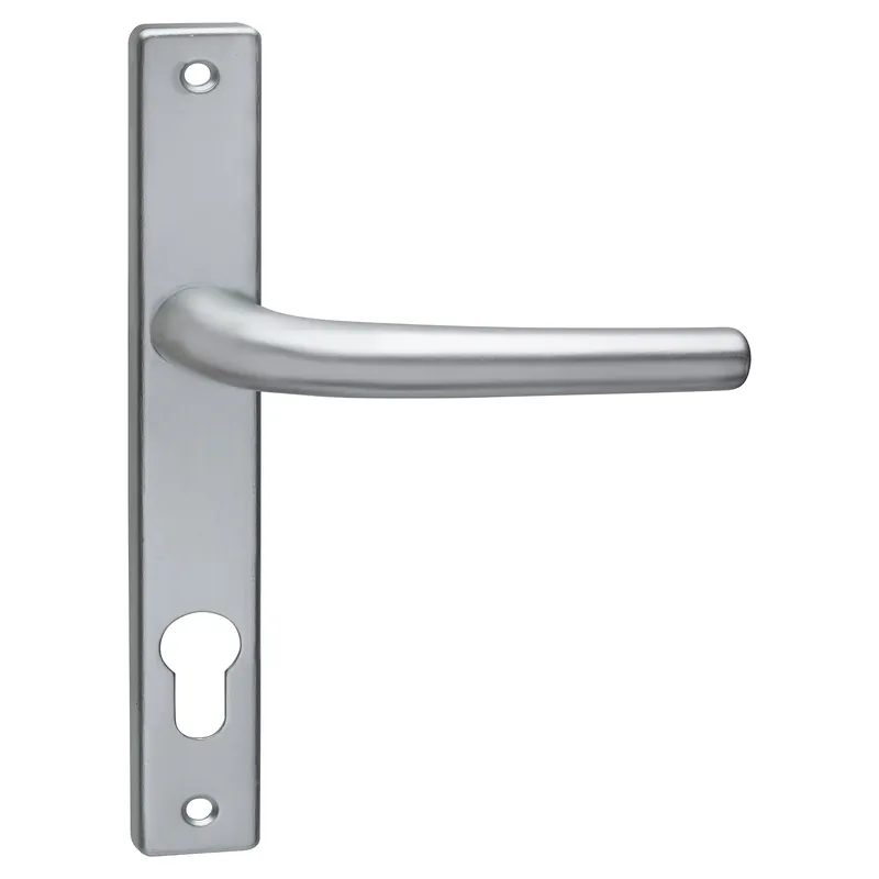 MANIGLIA PLACCA STRETTA GHIDINI - SUSY ALLUMINIO ARGENTATO QUADRO 8 mm FORO A 85 mm