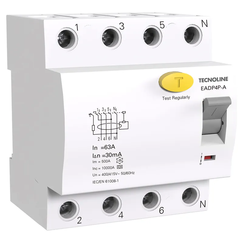 DIFFERENZIALE PURO TECNOLINE 4P 63A 30mA 400/415VAC TIPO A 4 MODULI
