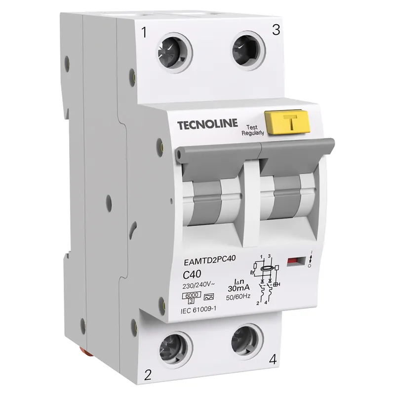 MAGNETOTERMICO DIFF TECNOLINE 2P 40A 230/240VAC TIPO A 6kA 2 MODULI