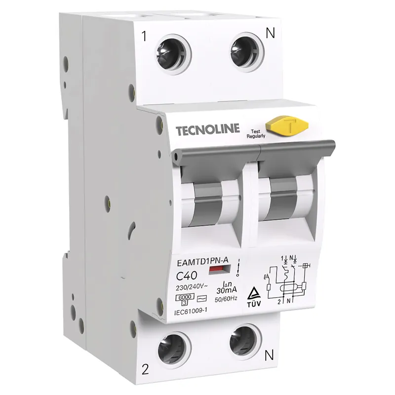 MAGNETOTERMICO DIFF TECNOLINE 1P+N 40A 230/240VAC TIPO A 6kA 2 MODULI
