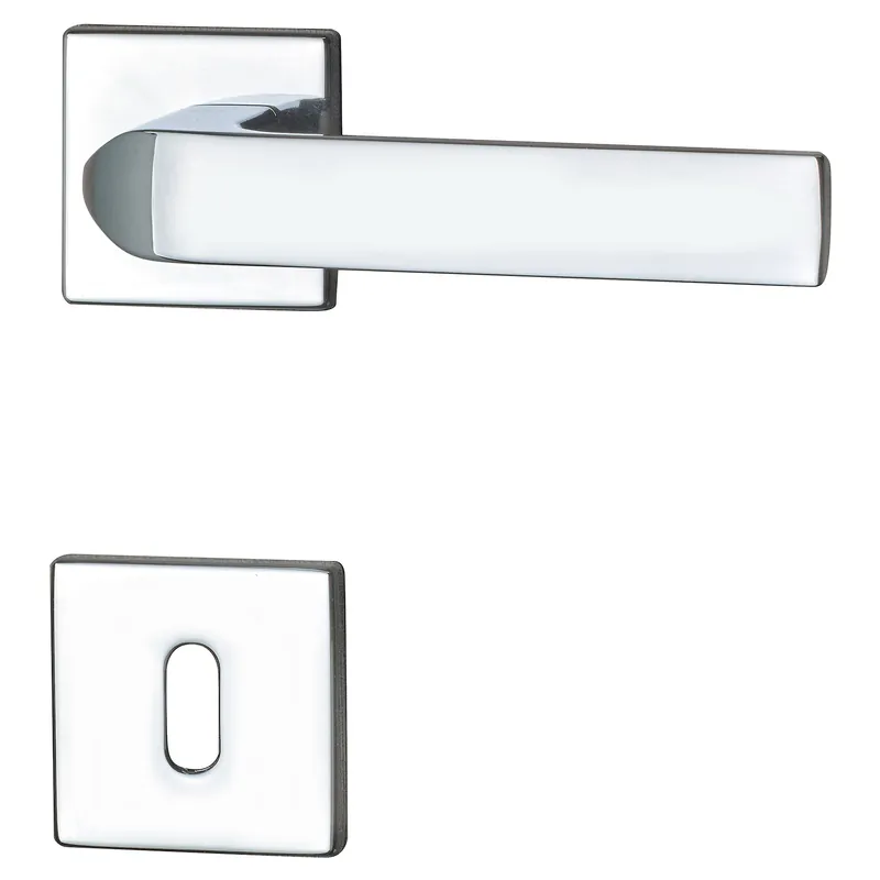 MANIGLIA A ROSETTA GHIDINI - CARTER ZAMA CROMO LUCIDO BOCCHETTA 50x50 mm Q8 mm