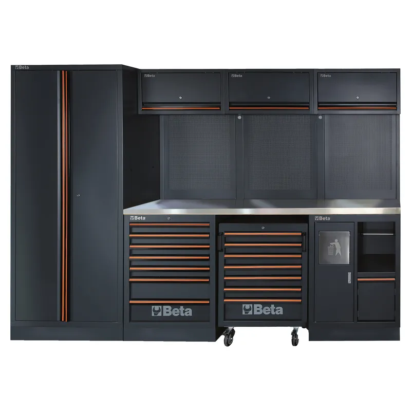 ARREDO PROFESSIONALE BETA C45PRO 2.0 X PIANO INOX E 268 UTENSILI 295,5x64,5x200 cm (LxPxH)