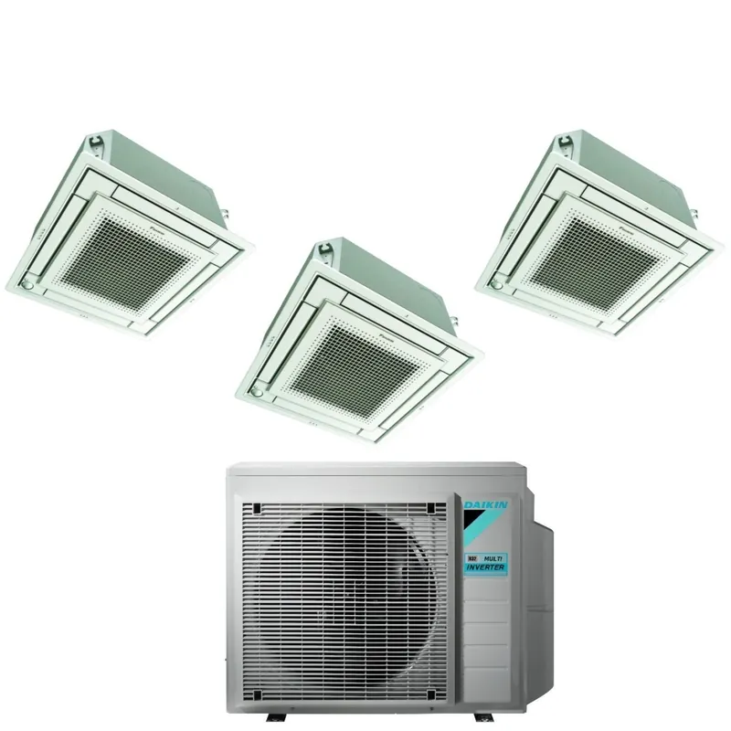 Climatizzatore Condizionatore Daikin Bluevolution Inverter Trial Split a Cassetta FFA-A 9+9+12 con 3MXM52N R-32 Wi-Fi Optional Con Griglia Bianca Inclusa 9000+9000+12000 - Garanzia Italiana