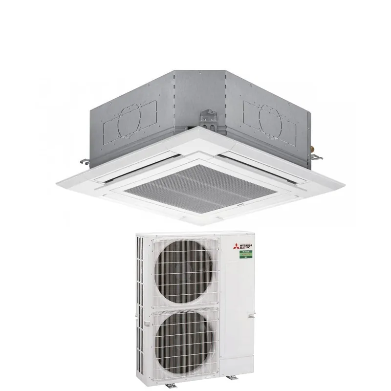 Climatizzatore Condizionatore Mitsubishi Electric Cassetta Power Inverter 90x90 a 4 Vie 34000 Btu PLA-M100EA + PUZ-ZM100VKA Monofase R-32 Wi-Fi Optional con Griglia Inclusa