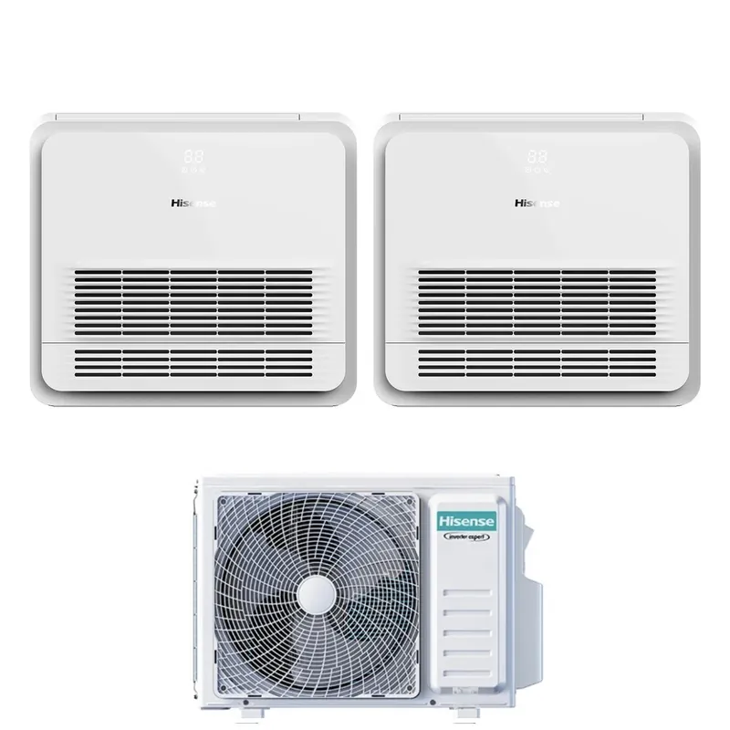 Condizionatore Dual Split Console Hisense 9+12 con 2AMW52U4RXC R-32 Wi-Fi Optional con Telecomando di Serie