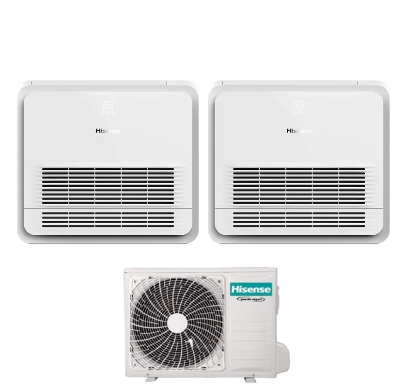 Climatizzatore Condizionatore Hisense Dual Split Console 9+12 con 2AMW42U4RGC R-32 Wi-Fi Optional Telecomando di Serie Incluso 9000+12000