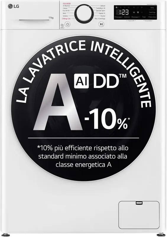 Lavatrice A Carica Frontale LG F4R5011TSWW Serie R5 11 Kg AI DD™ Classe A -10% 1400 Giri (A85xL60xP56,5) Vapore Steam™ Igienizzante Allergy Care