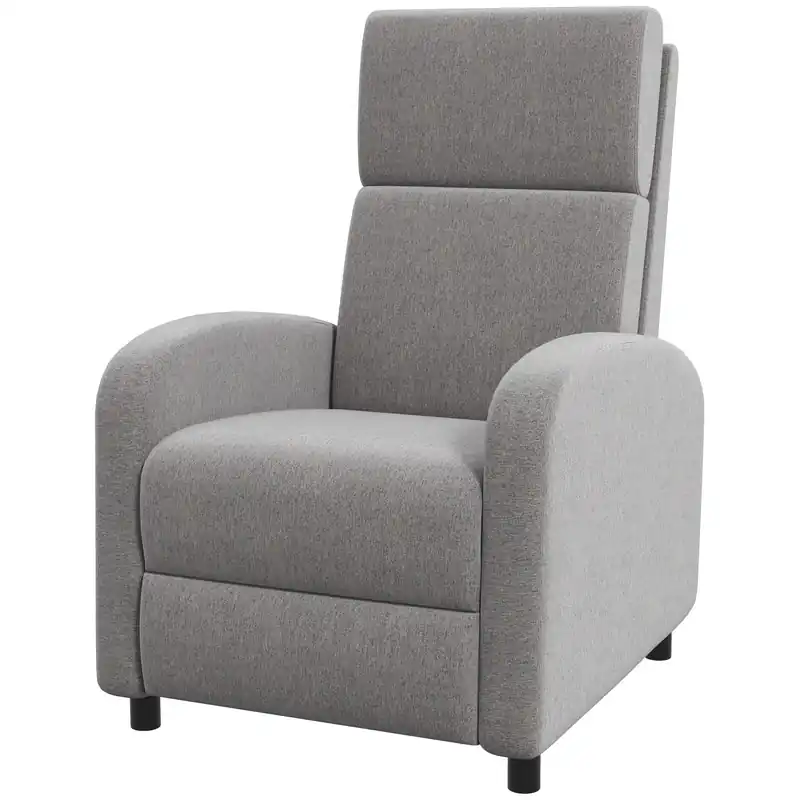 Easycomfort Poltrona Reclinabile 160° in Tessuto Effetto Lino con Braccioli Quadrati, 64x86x102 cm, Grigia