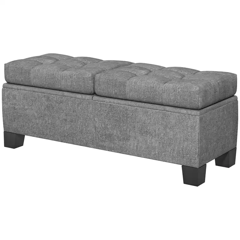 Easycomfort Panca Fondoletto Contenitore in Tessuto con Imbottitura Trapuntata, 116x41x47cm, Grigio