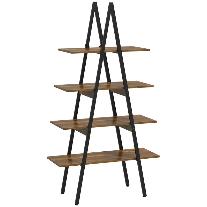 Easycomfort Scaffale Libreria 4 Livelli in Truciolato e Acciaio ad A