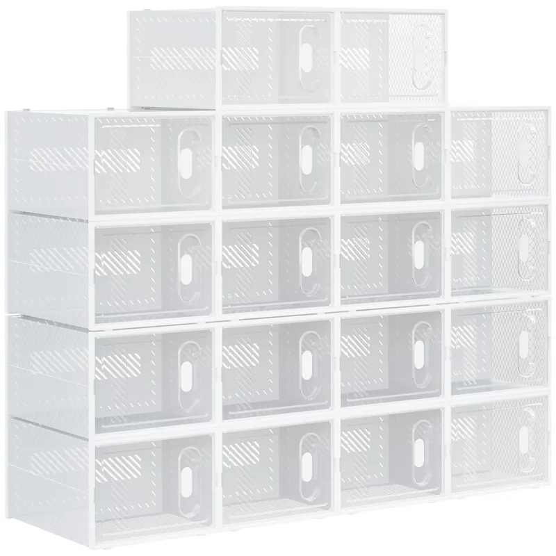 Easycomfort Mobile Scarpiera Modulare Salvaspazio, 18 Cubi 28x36x21 cm in Plastica PP, Bianco