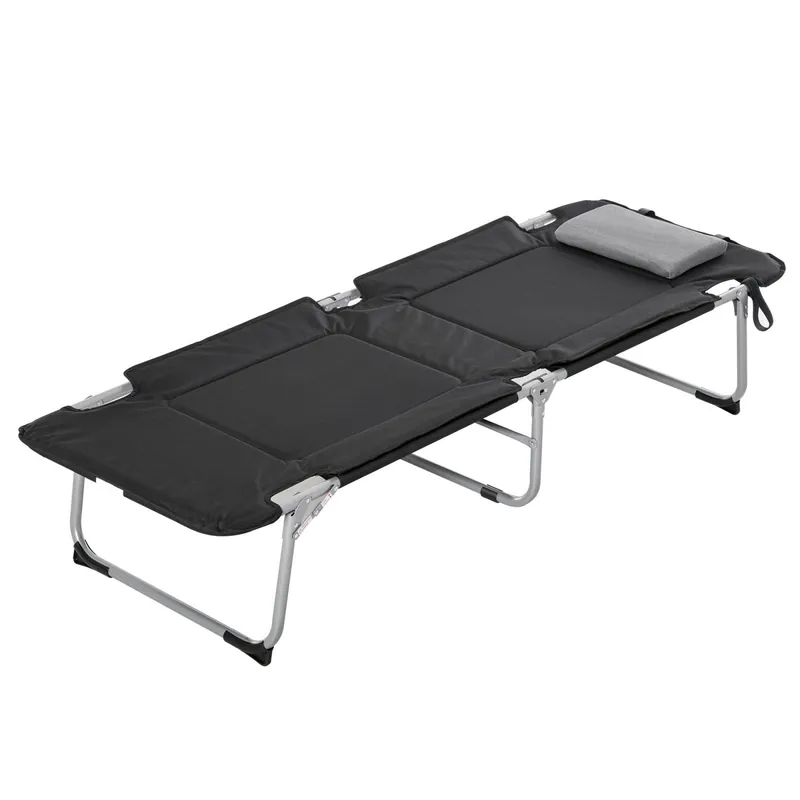 Easycomfort Letto da Campeggio, Brandina Pieghevole e Imbottita con Cuscino, Nero 183 x 66 x 33cm