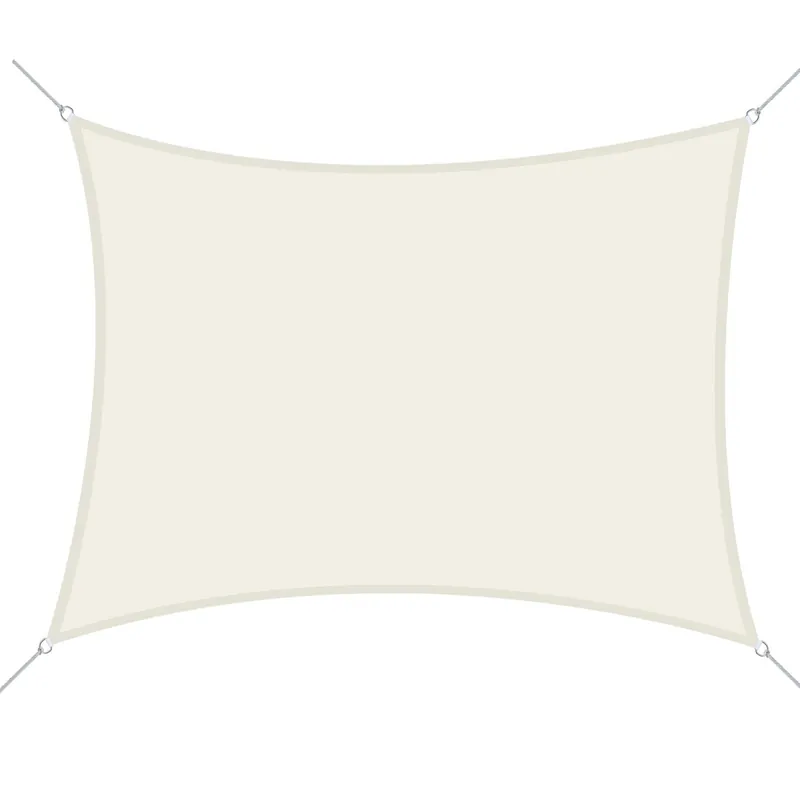 EASYCOMFORT Vela Ombreggiante Rettangolare 4x6m, Tenda da Sole per Esterno in Poliestere Anti UV Traspirante Bianco Crema