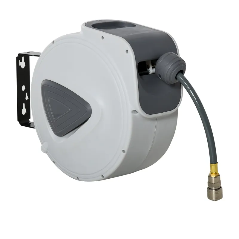 Easycomfort DURHAND Avvolgitubo Automatico 10m + 90cm con Attacco ?1\\/4'', Montaggio a Parete e Ruotabile di 180°, Grigio