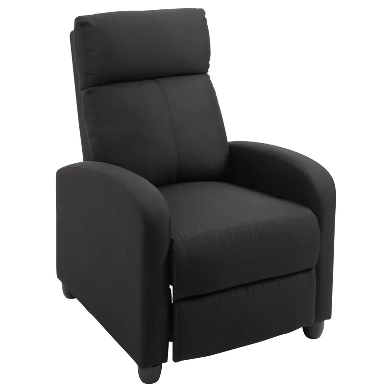 EasyComfort Poltrona Relax Imbottita con Schienale Reclinabile 135° e Poggiapiedi Estraibile, in Lino Nero, 69x87x100.5cm
