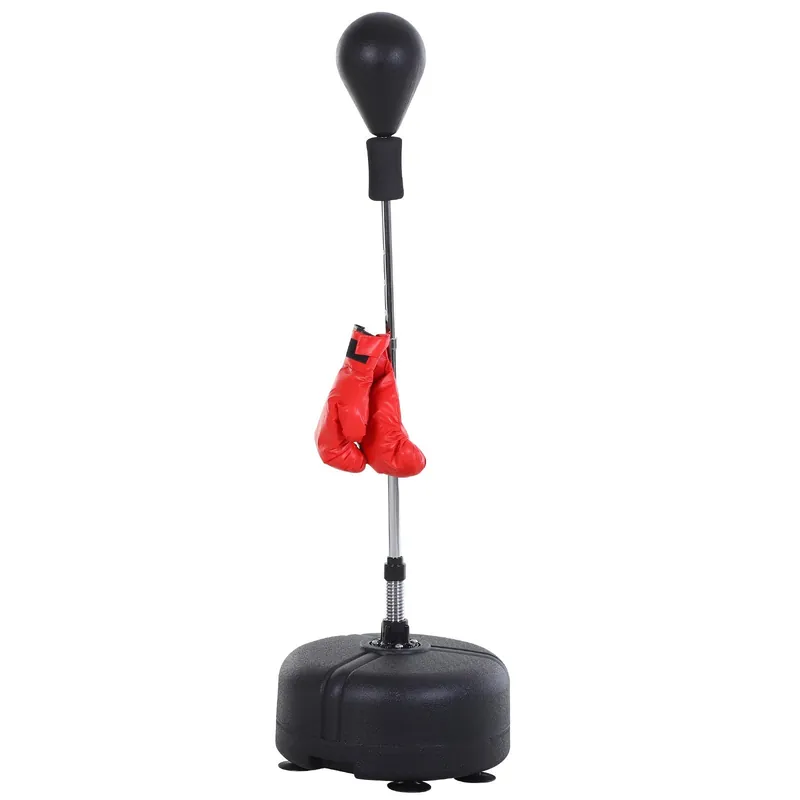 Easycomfort Punching Ball per Adulti e Bambini(?48cmx136-154cm), Sacco Boxe da Terra con 4 Ventose, Guantoni Inclusi, Rosso e Nero