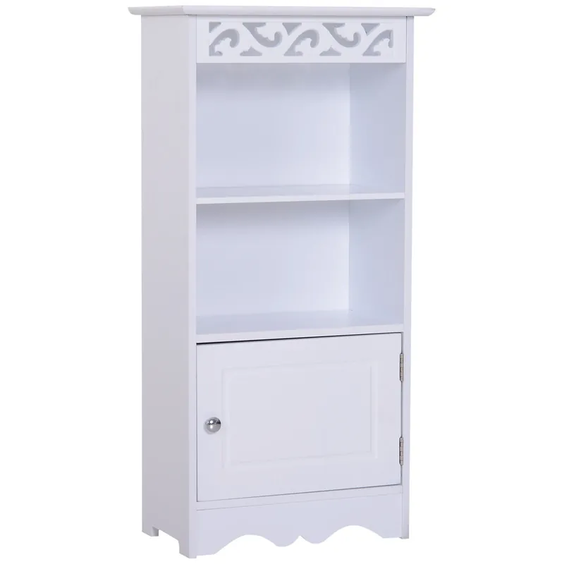 Easycomfort Mobiletto da terra e un Armadietto 2 Ripiani Anta in MDF Bianco Bagno MDF 40L x 23P x 80A cm Bianco