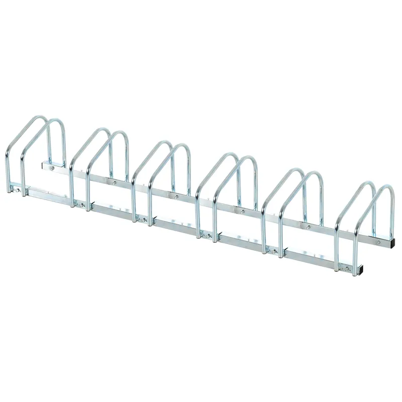 Easycomfort Rastrelliera Portabiciclette Parcheggio per 6 Biciclette in Acciaio, 179x33x27 cm, Argento