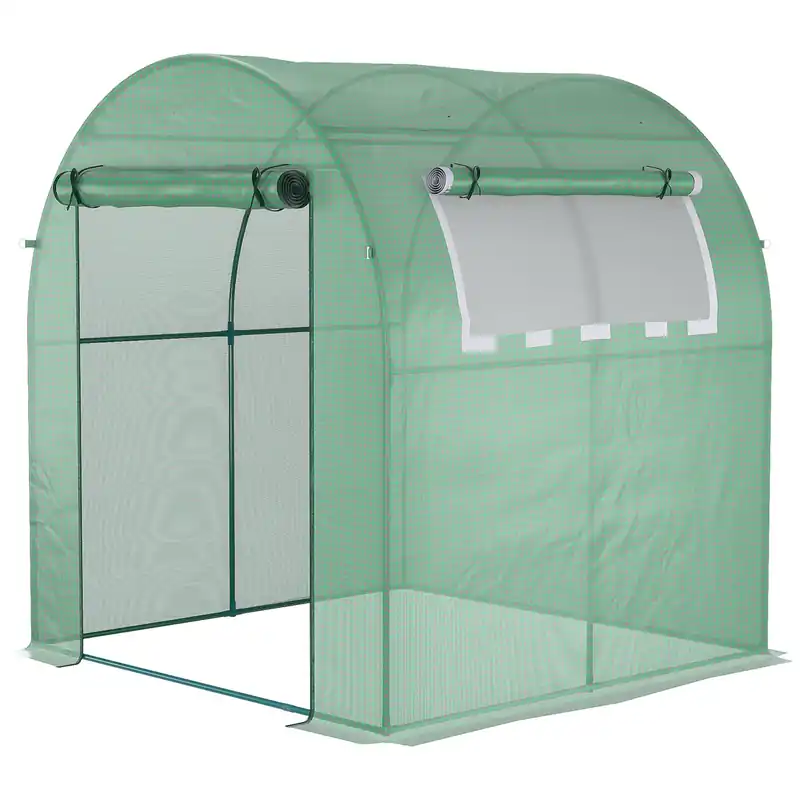 Easycomfort Serra da Giardino a Tunnel con Porte e Finestre Avvolgibili in PE Verde, 180x180x200cm