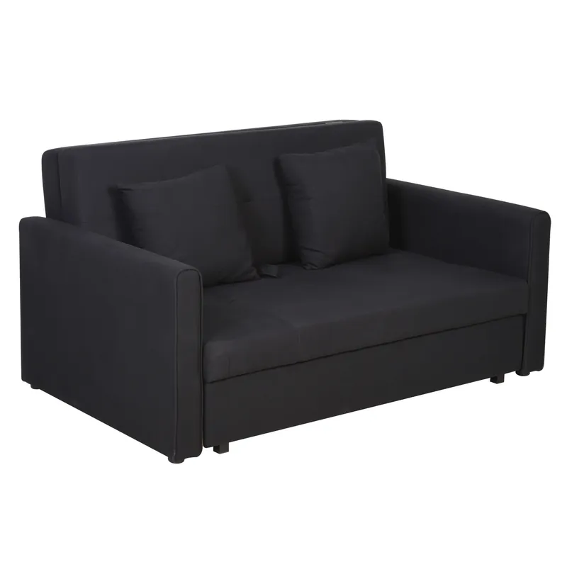 Easycomfort Divano Letto 2 Posti con Spazio Portaoggetti per Soggiorno e Camera, in Policotone e Gommapiuma, Grigio