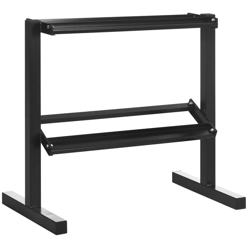 Easycomfort Porta Pesi con 2 Ripiani in Acciaio per Palestra, Casa e Ufficio, 92.5x50.5x80.5cm, Nero
