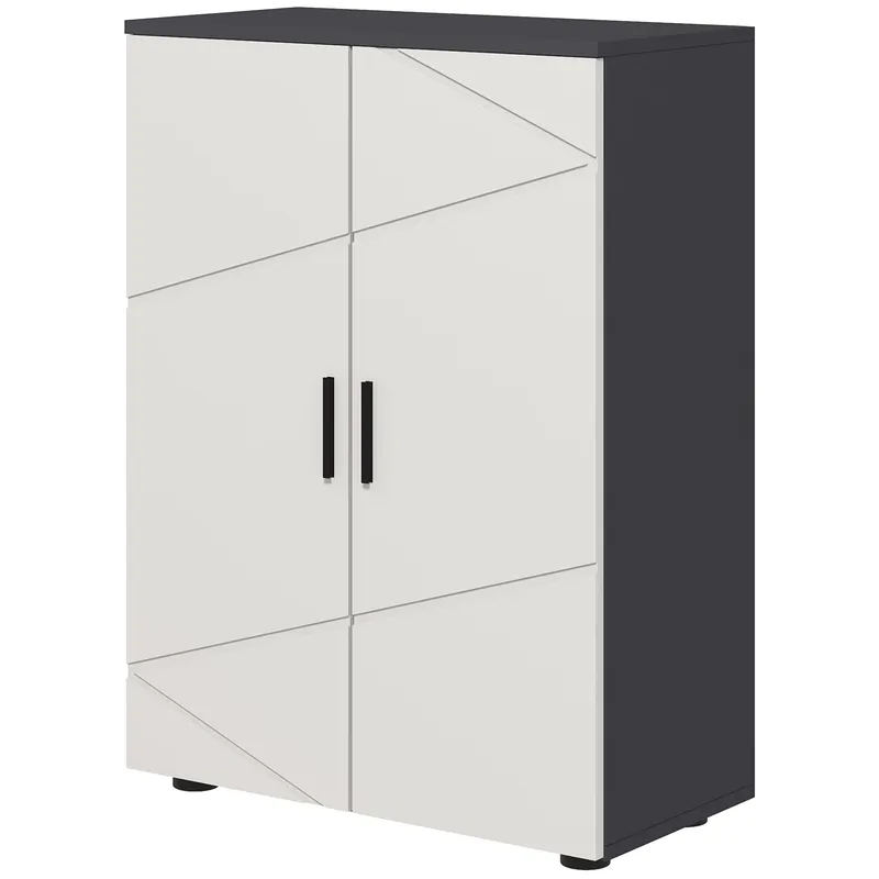 EASYCOMFORT Mobiletto Bagno 2 Ante in Legno con 3 Ripiani e Chiusura Ammortizzata, 60x30x82cm, Grigio