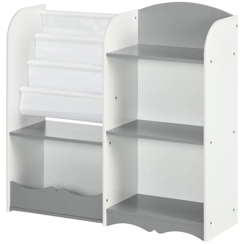 EASYCOMFORT Scaffale Portagiochi per Bambini con Ripiani in Legno, 85x26x84cm, Grigio