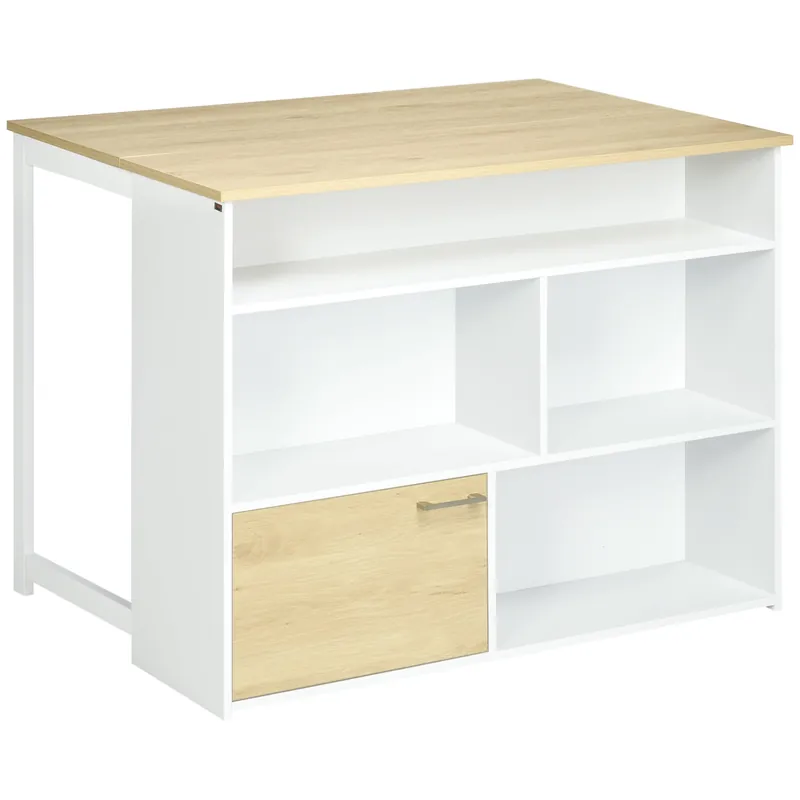 Easycomfort Tavolo da Bar Moderno in MDF per 2 Persone con 4 Ripiani Aperti e Armadietto, 116x79.5x91 cm
