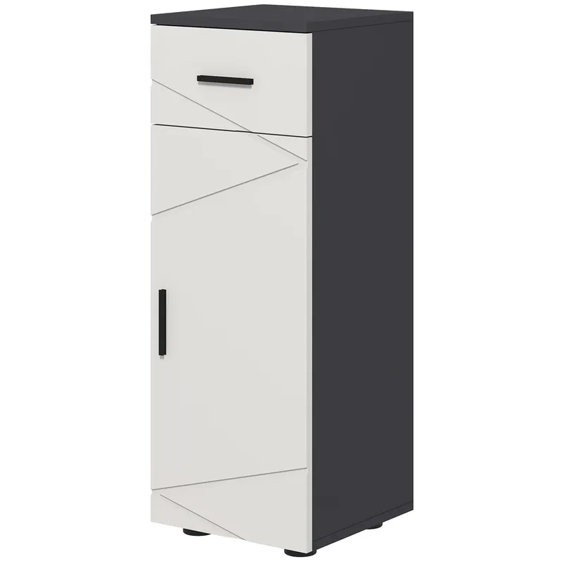EASYCOMFORT Mobiletto Bagno in Truciolato con Cassetto e Armadietto a 2 Livelli Regolabili, 30x30x82 cm, Grigio
