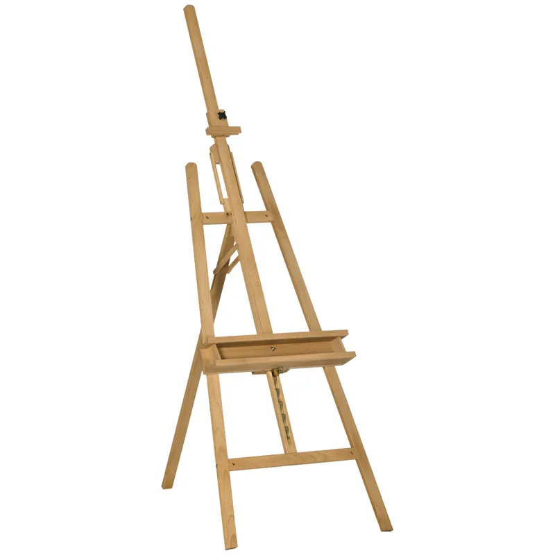 Easycomfort Cavalletto per Pittura Pieghevole in Faggio con Altezza e Angolazione Regolabile, 65x110x180-235 cm