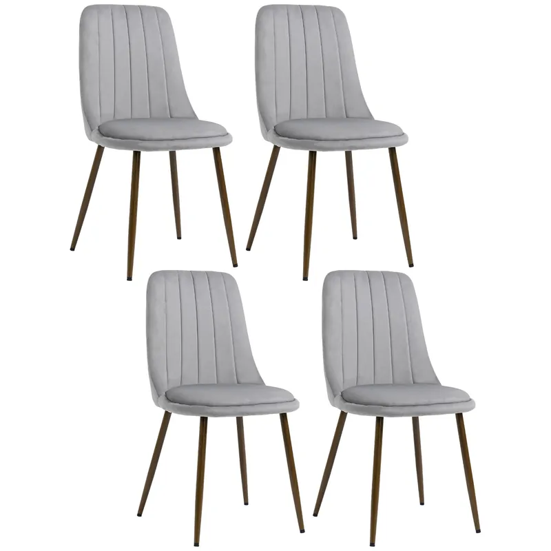 EASYCOMFORT Sedie da Cucina Imbottite, Set 4 Pezzi in Poliestere e Acciaio, 47x55x86 cm, Grigio