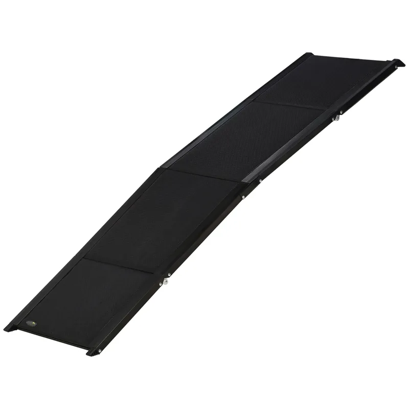 Easycomfort Rampa per Cani Pieghevole con Superficie Antiscivolo in MDF e Alluminio, 158x43.5x2.5 cm, Nero