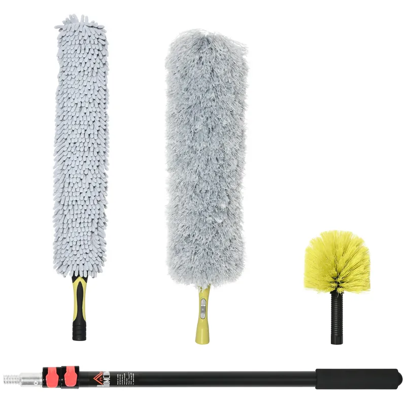 Easycomfort Kit per Pulizia della Casa con Asta, Spolverino per Ragnatele, Spolverino in Microfibra e Spolverino per Ventilatore