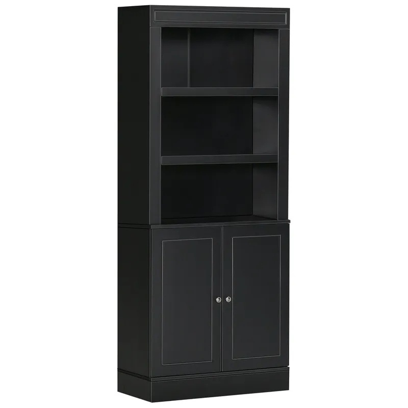 Easycomfort Credenza Cucina in Legno con Ripiani e Armadietto 2 Ante con Mensole Regolabili, 74.6x35.5x182.5cm