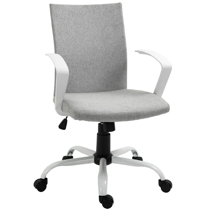 Easycomfort Sedia da Ufficio Ergonomica a Dondolo, Sedia da Studio Girevole, Sedia Scrivania con Altezza Regolabile in Tessuto Grigio, 61x61x89-99cm