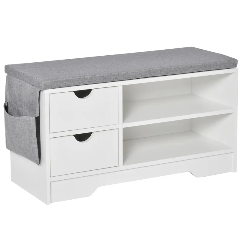 Easycomfort Scarpiera Salvaspazio, Panca Scarpiera in Legno, Mobile Scarpiera da Ingresso, Bianca, 80.5x30.5x43.5cm