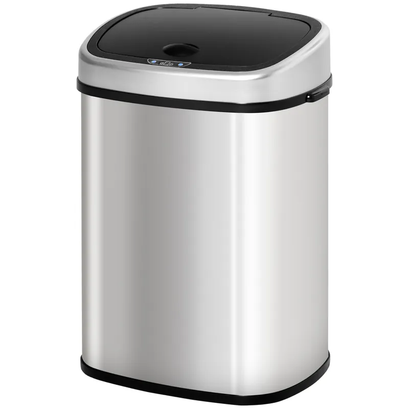 Easycomfort Pattumiera Cestino Bidone con Coperchio a Sensore ad Infrarossi per Cucina Bagno Capacità 58L in Acciaio ABS 40.9 × 28.9 × 68cm
