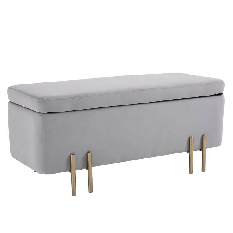 Easycomfort Panca Contenitore per Interni con Seduta Imbottita e Piedini Laccati Oro, Design Moderno ed Elegante, 100 x 40 x 42cm