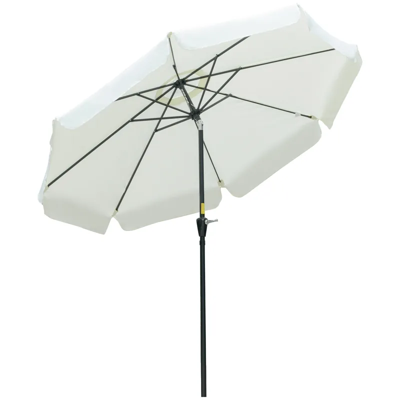 Easycomfort Ombrellone da Giardino e Terrazza Ø2.7x2.5 m Rotondo con Testa Inclinabile e Resistente ai Raggi UV 50+, Beige