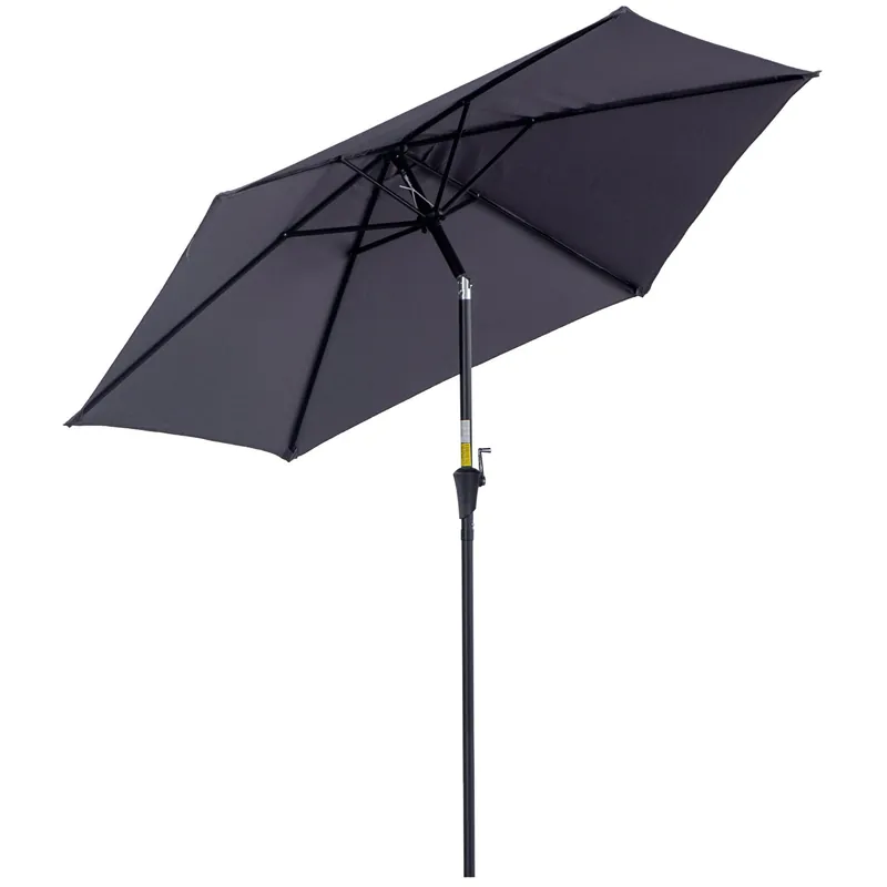 Easycomfort Ombrellone da Giardino 2.6x2.4 m Inclinabile con Manovella, in Alluminio e Poliestere Grigio e Nero