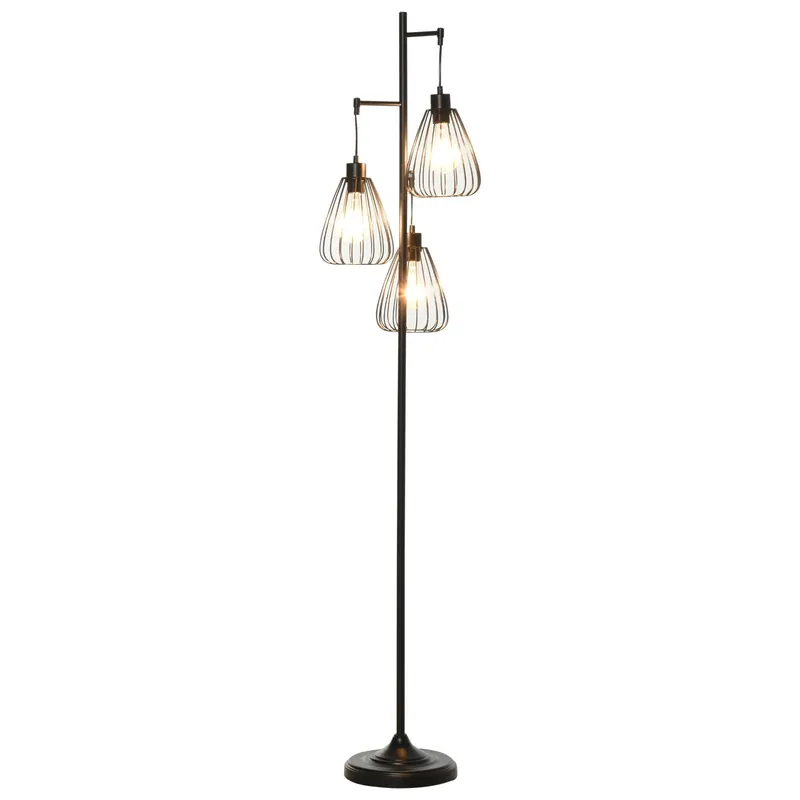 Easycomfort Lampada da Terra Vintage Industriale in Metallo Nero, Lampada a Piantana da Terra Moderna ?35 x 170cm