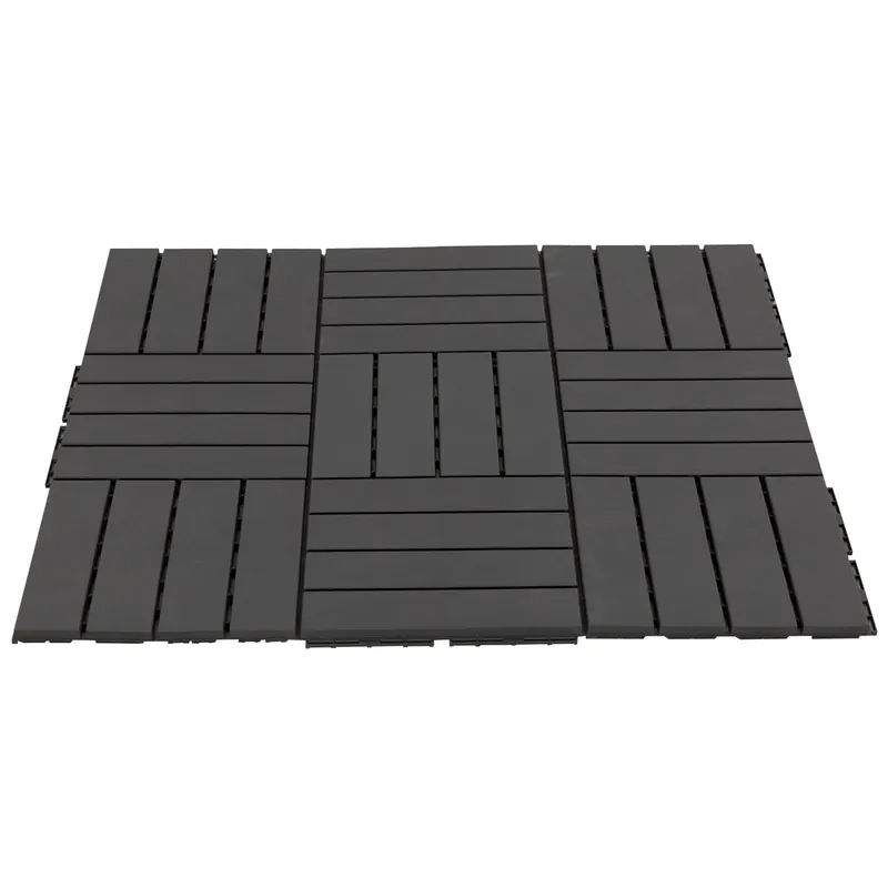 Easycomfort Set 9 Mattonelle a Incastro per Terrazzo, Piastrelle per pavimenti (30x30x2cm) in PP Antiscivolo, Area: 0.81 mq Nero