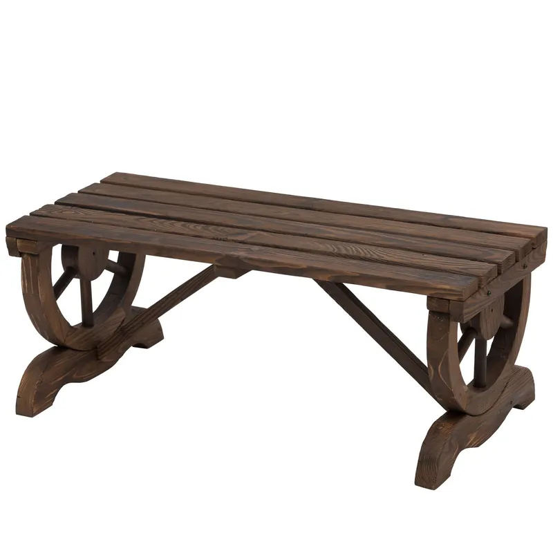 EASYCOMFORT Panca 2 Posti Esterno in Legno di Abete Effetto Bruciato 105x50x53cm