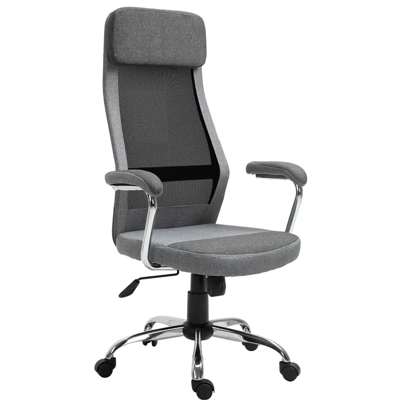 Easycomfort Sedia da Ufficio Ergonomica Girevole, Altezza Regolabile e Dondolamento, Poltrona in Tessuto a Rete 65x67x119-129cm Grigio
