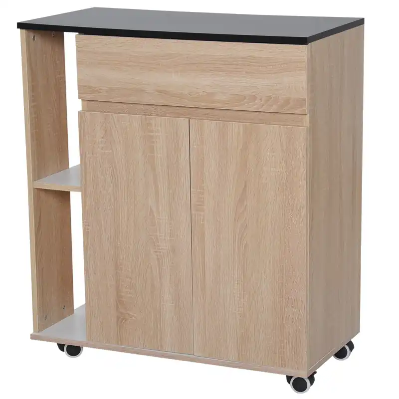 EASYCOMFORT Carrello da Cucina con Ruote, Carrello Cucina con Cassetti Armadietto in Legno Truciolato 78x39.5x88.5cm